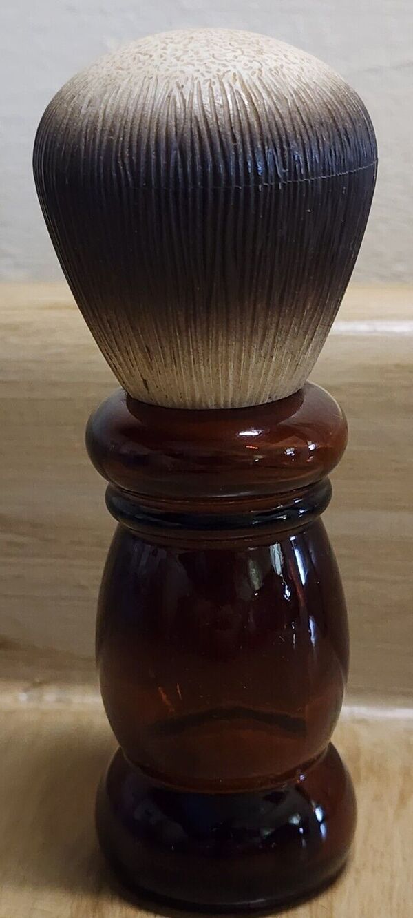 Avon Barber Shop Shave Brush Brown Glass Cologne Bottle Decanter EMPTY
